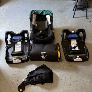 Doona Infant Car Seat + Twin Bases in Green and Black